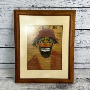 Vintage Sibyl Hechtenthal Clown Watercolor Painting on Wall Street Journal Art